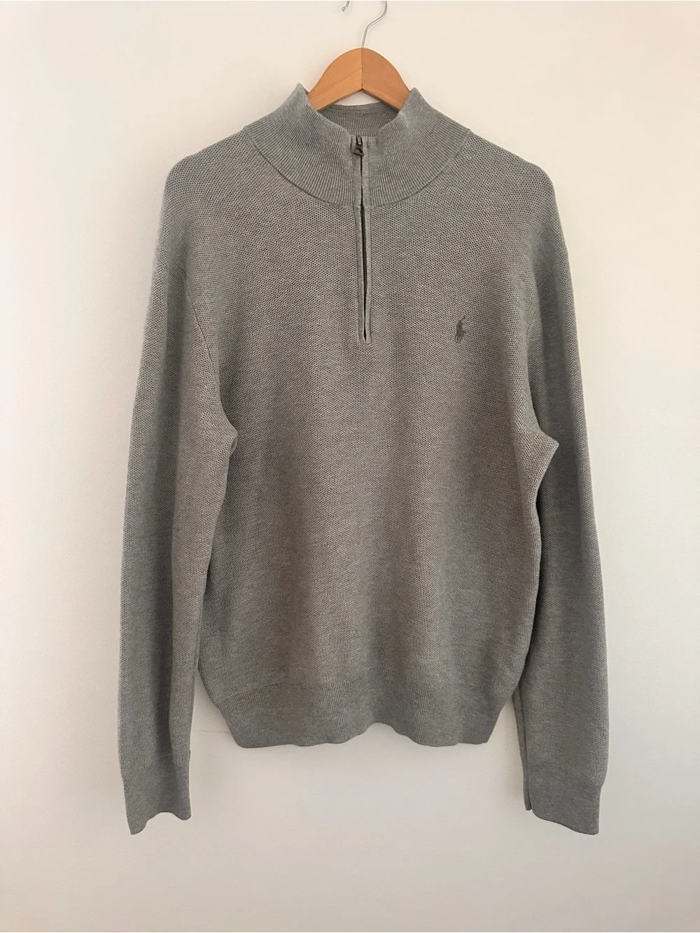 Polo Ralph Lauren Mesh-Knit Cotton Sweater Quarter-Zip size Large